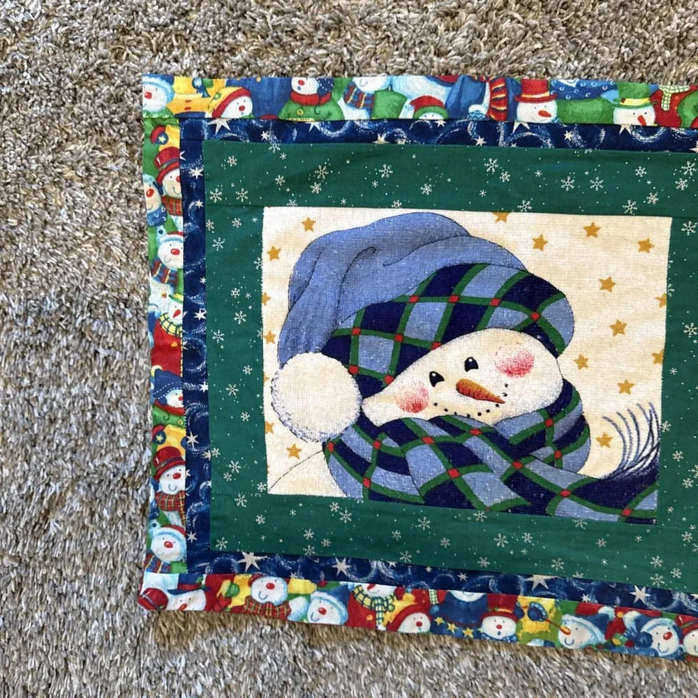 Vinrage Handmade Snowman Table Runner 40in X 15in